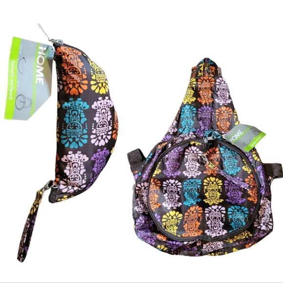 Colorful Aztec Men Printed Foldable Slingback Backpack, NWT - Picture 1 of 7